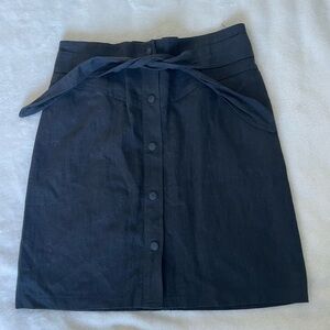 Olivaceous Black Button-Front Mini Skirt